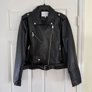 NEW Designer Black Moto Jacket Large